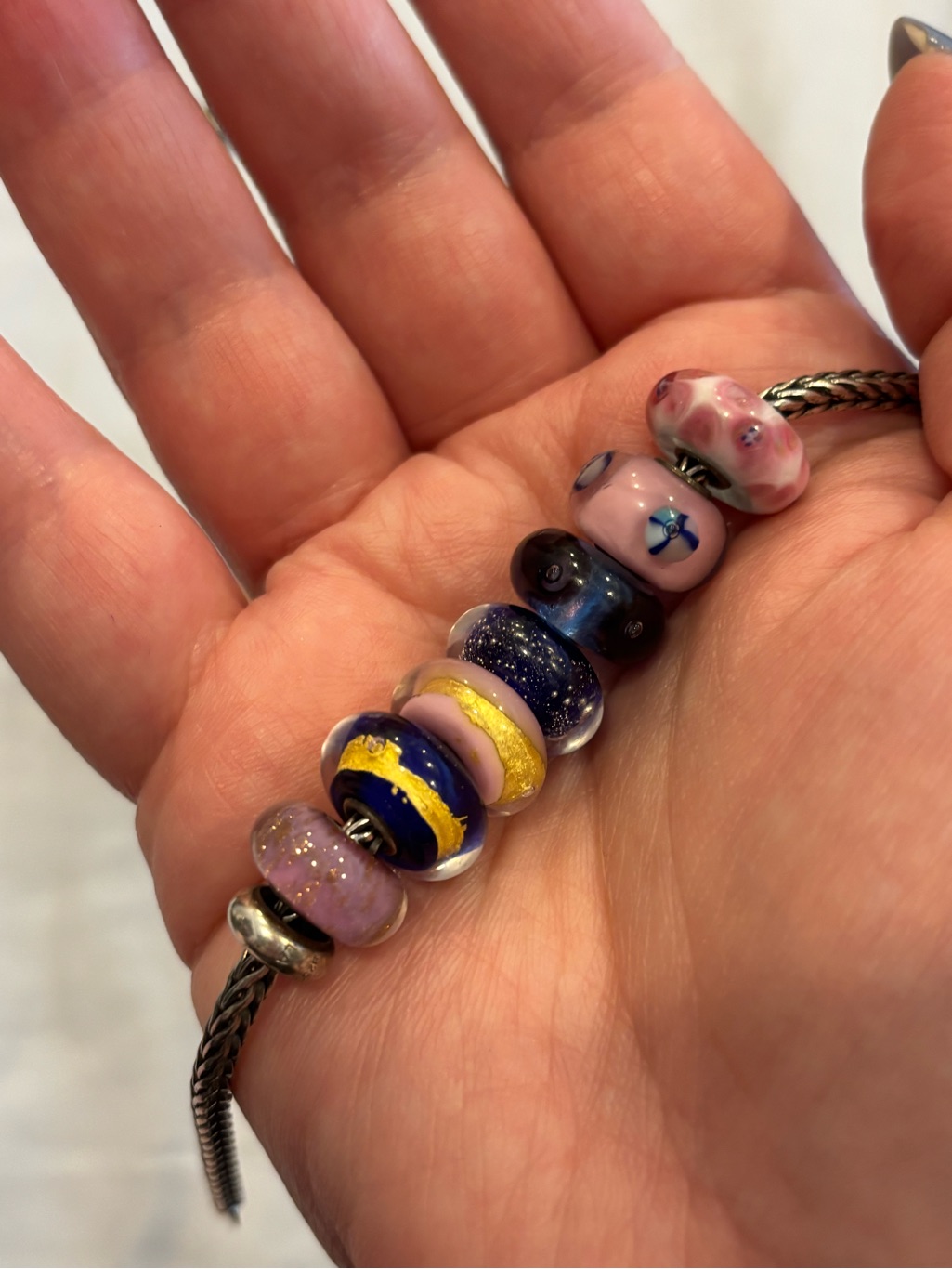 Trollbeads Pink, Blue, Purple & Gold Glass Bead Bracelet